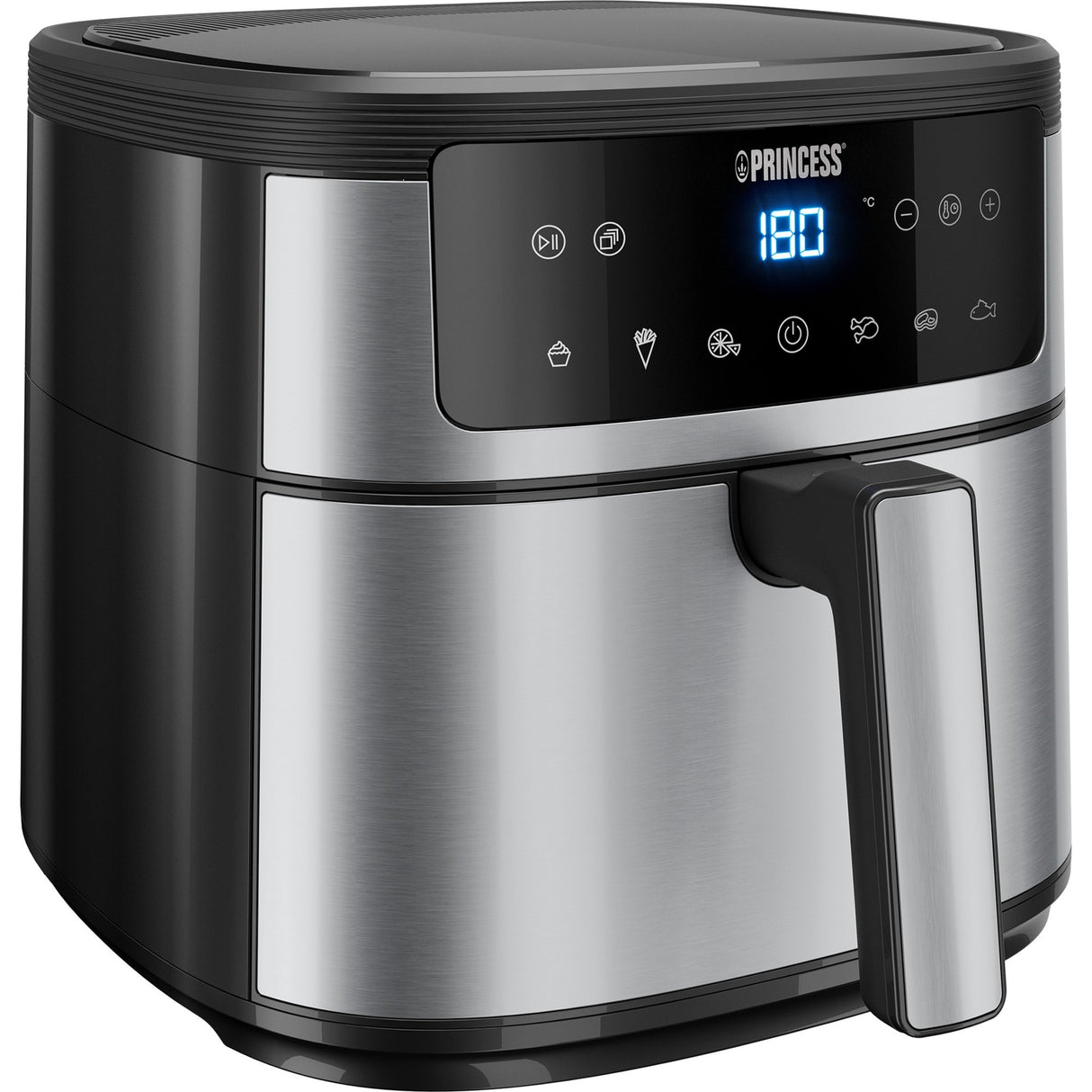 Princess digital airfyer 6l varmluftsfrituregryde (sort sølv, 6 liter)