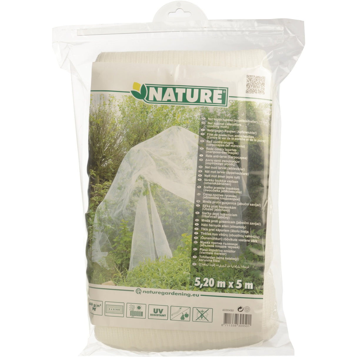Natur insektnet, finmasket insektnet (hvidt gennemsigtigt, 5,2 x 5 m)