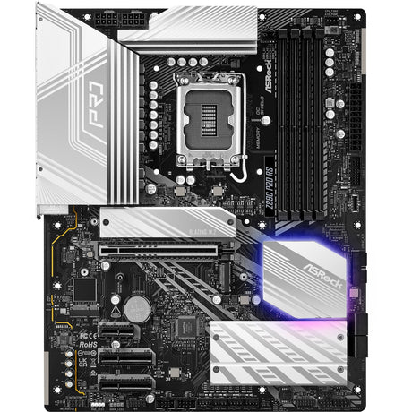 Asrock Z890 Pro RS Socket 1851 bundkort (sort og hvid, RAID, 2,5 GB-LAN, lyd, ATX)