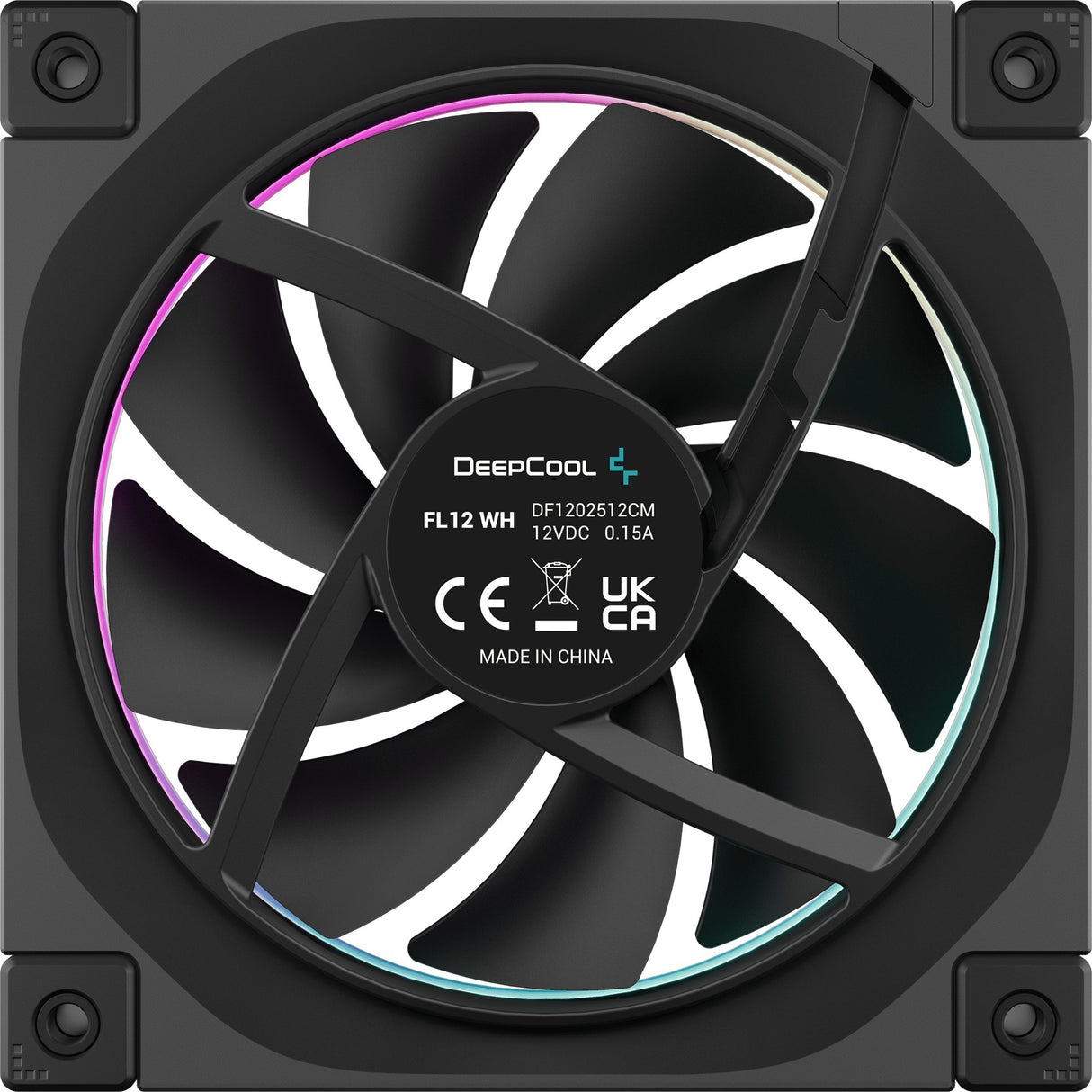 Deepcool fl12 rgb kabinet blæser (sort, 120 x 120 x 25 mm, pwm)