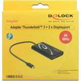 Delock thunderbolt 3 > 2x skærmportadapter (sort, 0,27 meter)