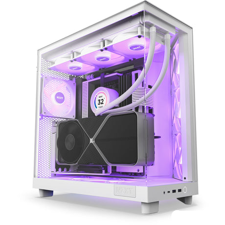Nzxt h6 flow rgb midi tårnhus (hvid | 2x usb-a | 1x usb-c | rgb | hærdet glas)