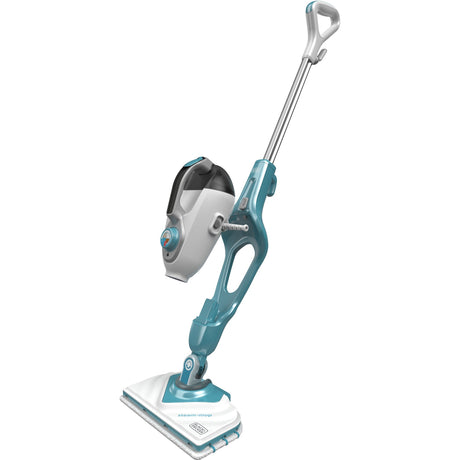 Black+decker bhsm1610dsm 1600w dampmoppe med steammitte, deltafod og 15 tilbehørs damprenser (hvid blå-grå)