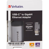 Verbatim USB 3.2 gen 1-adapter, USB-C > RJ-45 (sølvsort, 10 cm, gigabit LAN 10 100 1000 mbit s)