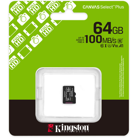 Kingston Canvas Select Plus 64 GB MicroSDXC-hukommelseskort (sort, UHS-I U1, Class 10, V10)