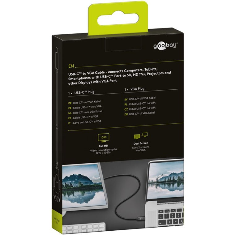 Goobay USB-C til VGA adapterkabel (sort, 1,8 meter)