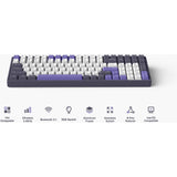 Iqunix f97 lavandin trådløst mekanisk tastatur (lavendel, us-layout (qwerty), cherry mx brown, 96%, rgb-lysdioder, hot-swappable, pbt, 2.4ghz | bluetooth 5.1 | usb-c)