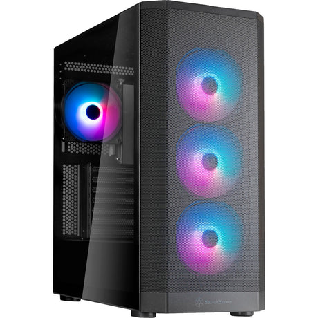 Silverstone Fara 514x Midi Tower-hus (sort | 2x USB-A | 1x USB-C | RGB | hærdet glas)