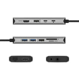 Icy box ib-dk4061-cpd dockingstation (antracit, USB-A, USB-C, HDMI, kortlæser, Gigabit LAN)