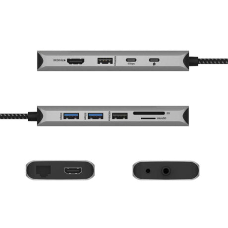 Icy box ib-dk4061-cpd dockingstation (antracit, USB-A, USB-C, HDMI, kortlæser, Gigabit LAN)