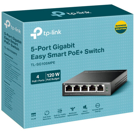 Tp-Link TL-SG105MPE 5-ports Gigabit Easy Smart Switch med 4-ports PoE+ (120W PoE med 30W pr. port)