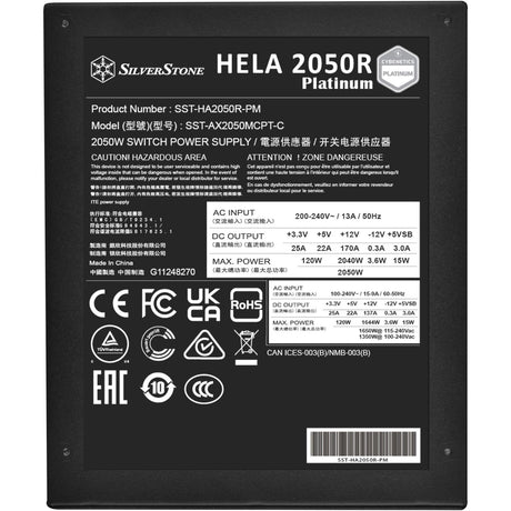 Silverstone hela 2050r platin, modulær 2050 watt strømforsyning (sort, 14x pcie)
