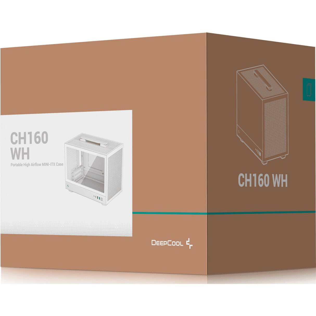 Deepcool ch160 mini tårnhus (hvid | 2x USB-A | 1x USB-C | hærdet glas)