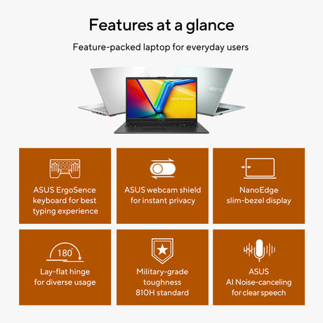 Asus vivobook go 15 e1504fa-bq5403w 15.6 bærbar (sort | ryzen 5 40 | radeon 610m | 8 GB | 512 GB SSD)