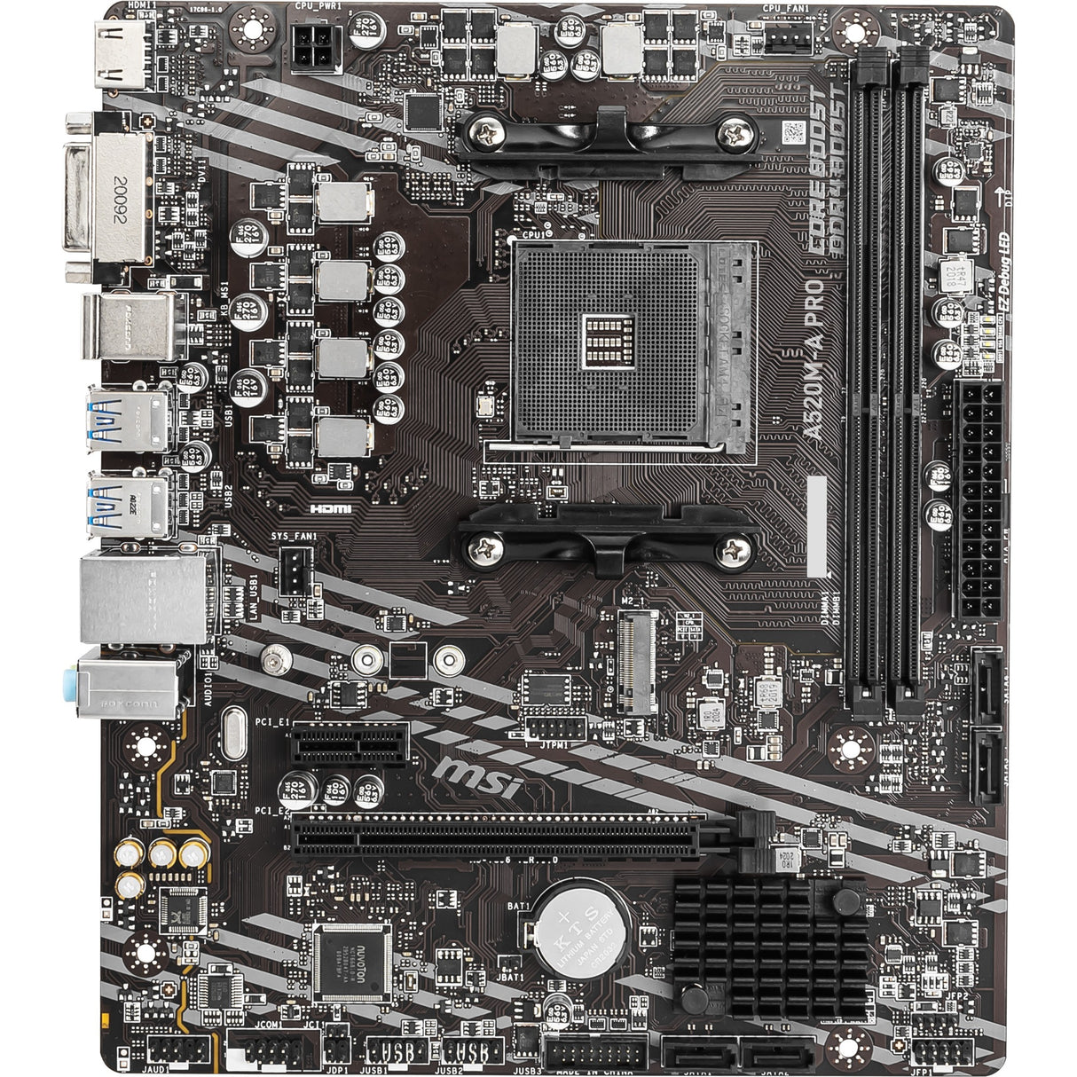 Msi a520m-a pro socket am4 bundkort (sort grå, raid, gb-lan, lyd, µatx)