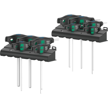 Wera 454 10 hf sæt imperial 1 L-nøglesæt T-håndtag hex-plus (sort grøn, med holdefunktion, tommelfingre, 10 stk.)