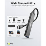 Goobay slim USB-hub med 4 porte, USB-C til USB-C USB-A, 5 Gbit s (lysegrå)