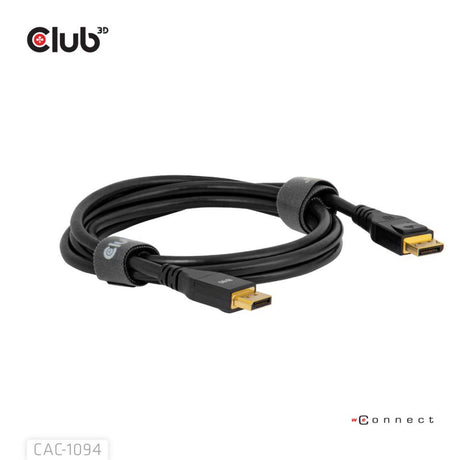 Club 3D-certificeret displayport 2.1 Vesa DP80-kabel (sort, 2 meter, 8k 240hz, 10k 60hz, 80gbps)
