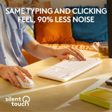 Logitech mk295 lydløst trådløst tastatur og mus combo desktop sæt (grå, us-international layout (qwerty), 100%)