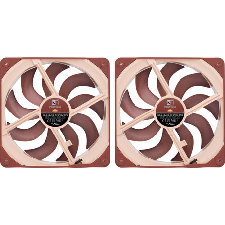 Noctua nf-a14x25 g2 pwm sx2-pp kabinetblæsere (brune, 2 stk., 140 x 140 x 25 mm)