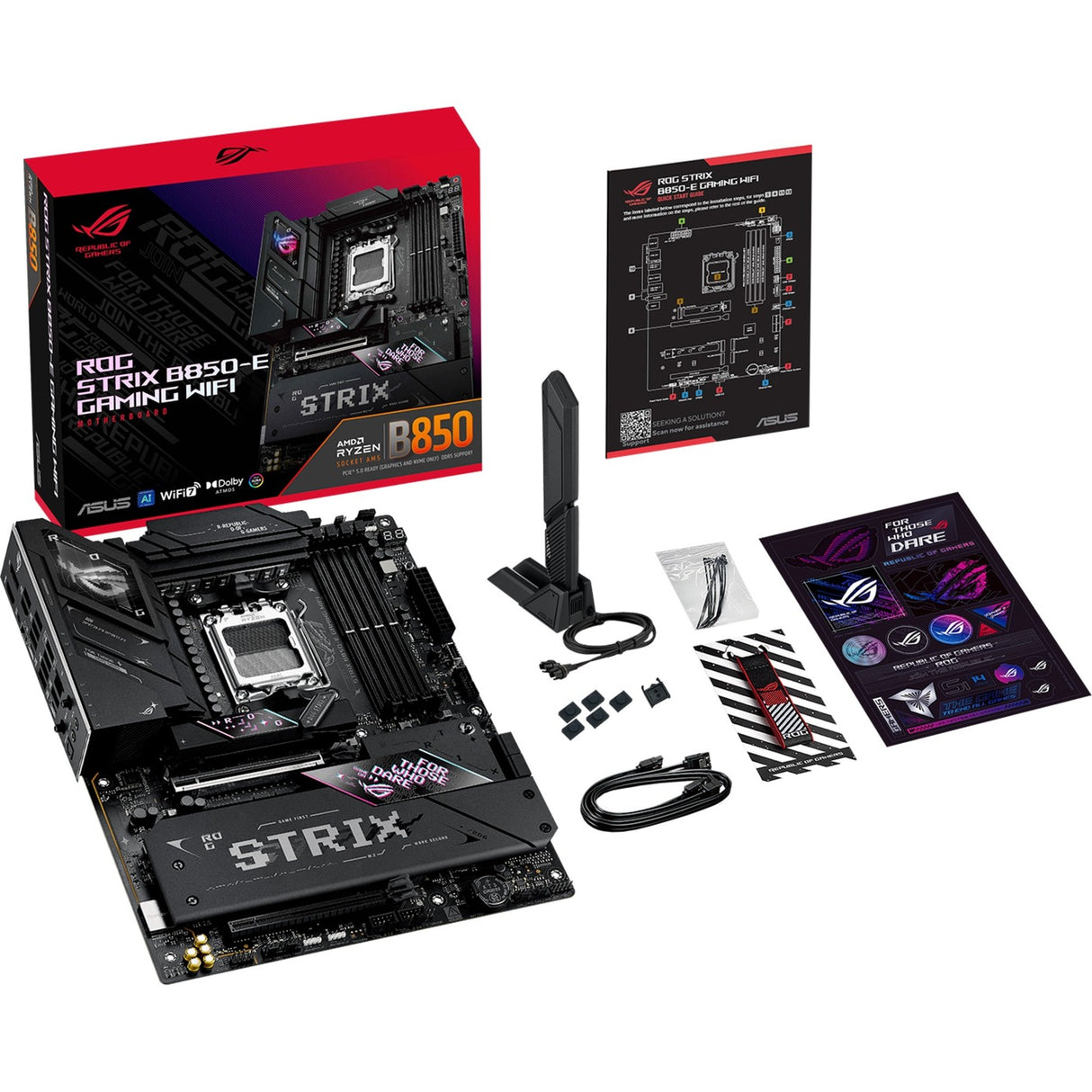 Asus ROG Strix B850-E Gaming WiFi Socket AM5 bundkort (sort, RAID, 5 GB-LAN, Wi-Fi 7, BT, lyd, ATX)