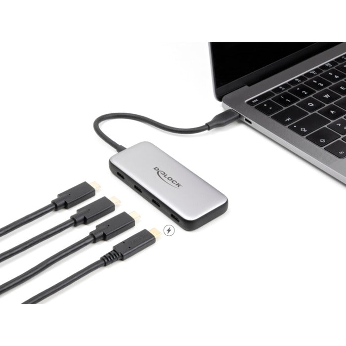 Delock 4-ports USB-C + PD 85 watt USB-hub (grå)