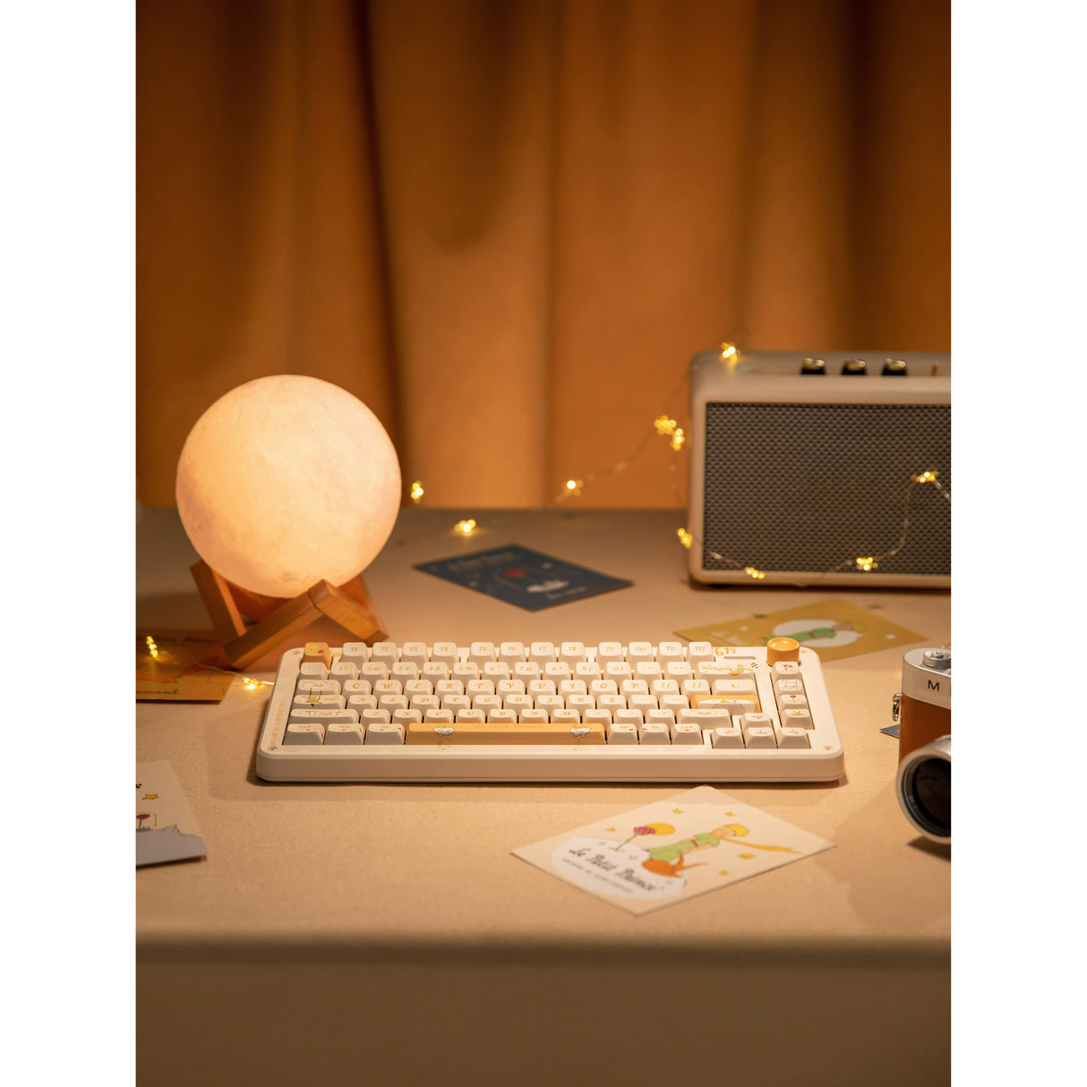 Iqunix zx75 sunset ponder trådløst mekanisk tastatur (lysegult, amerikansk layout (QWERTY), Iqunix silent rose, 75%, RGB LED'er, hot-swappable, double-shot PBT, 2,4GHz | Bluetooth 5.1 | USB-C)