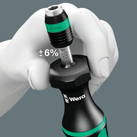 Wera 7440 41 42 Kraftform momentskruetrækkersæt 0,3-6,0nm (sort grøn, 27 stykker, med Rapidaptor nøglefri borepatron)