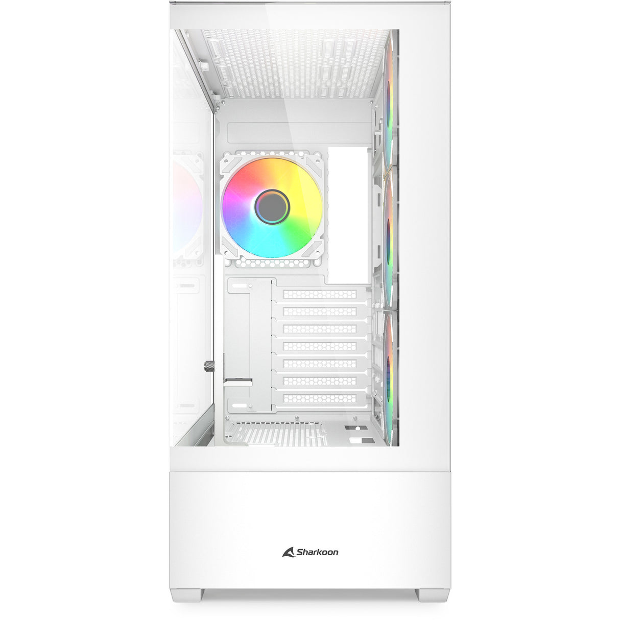 Sharkoon ak6 rgb midi tårnhus (hvid | 2x usb-a | 1x usb-c | rgb | hærdet glas)
