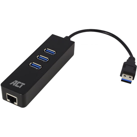 Act-tilslutning ac6310 USB-hub 3.2 med 3 USB-A-porte og Ethernet USB-hub (sort)