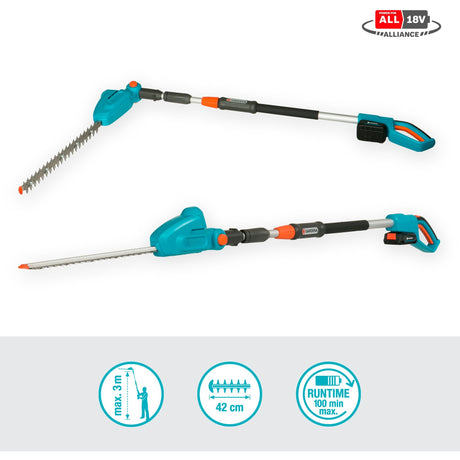 Gardena ths 42 18v batteri hækkeklipper - 42cm - med roterende hoved
