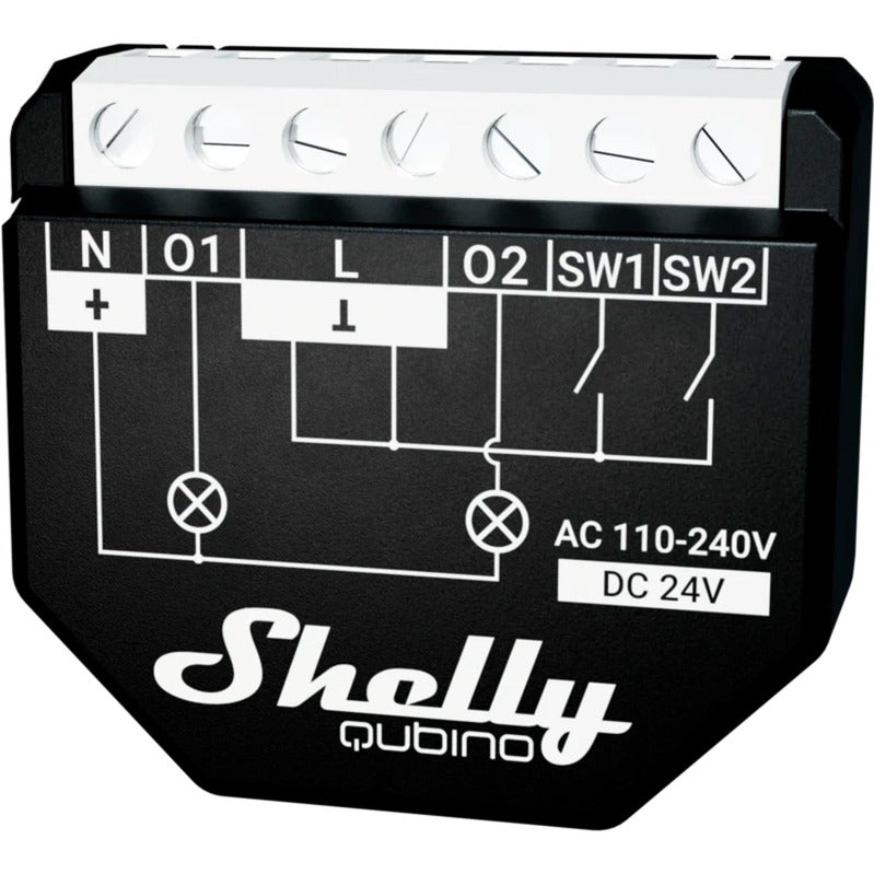 Shelly qubino wave 14:00 relæ (sort, 2-kanal, z-wave)