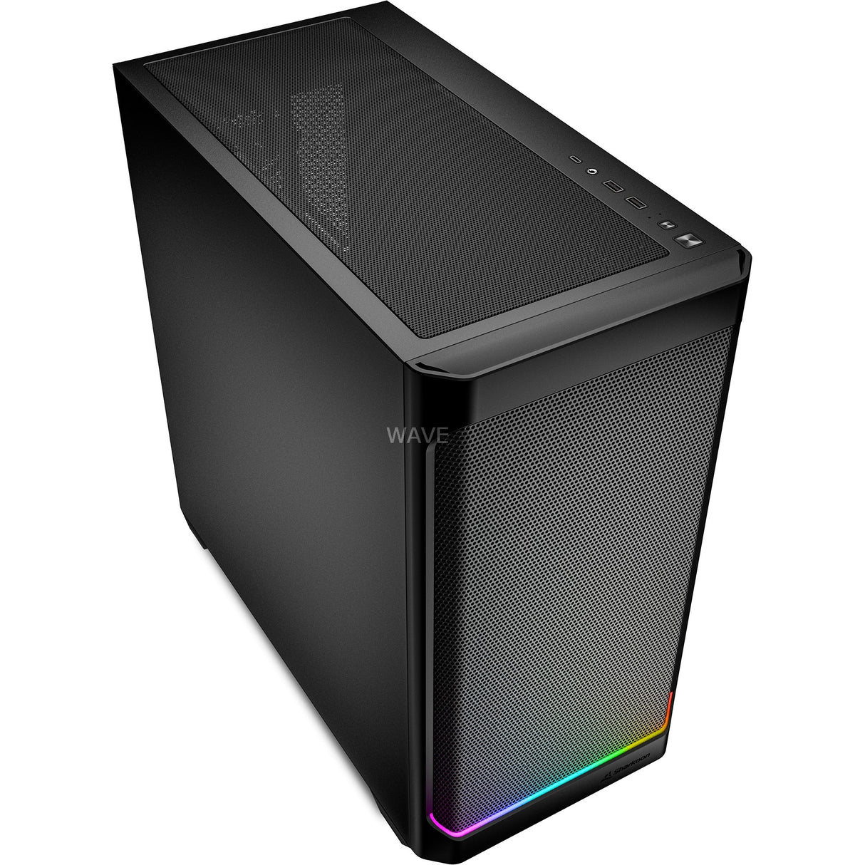 Sharkoon mk4 rgb strip mini tårnhus (sort | 2x usb-a | 1x usb-c | rgb)