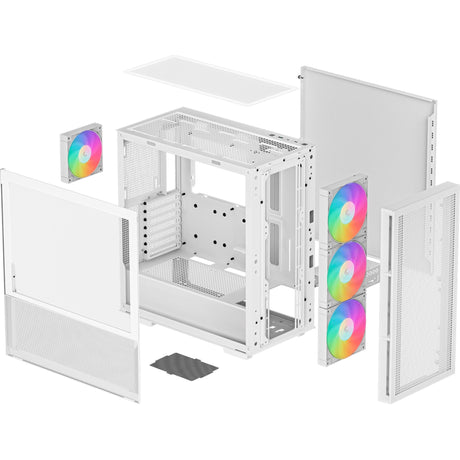 Deepcool CH560 MIDI Tower-hus (hvid | 1x USB-A | 1x USB-C | RGB | hærdet glas)