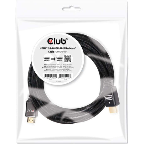 Club 3D HDMI 2.0 Redmere-kabel (sort, 15 meter, 4K 60Hz)