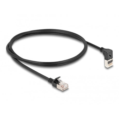 Delock rj45 netværkskabel cat.6a s ftp slim 90° opadvinklet lige 1 m kabel (sort)