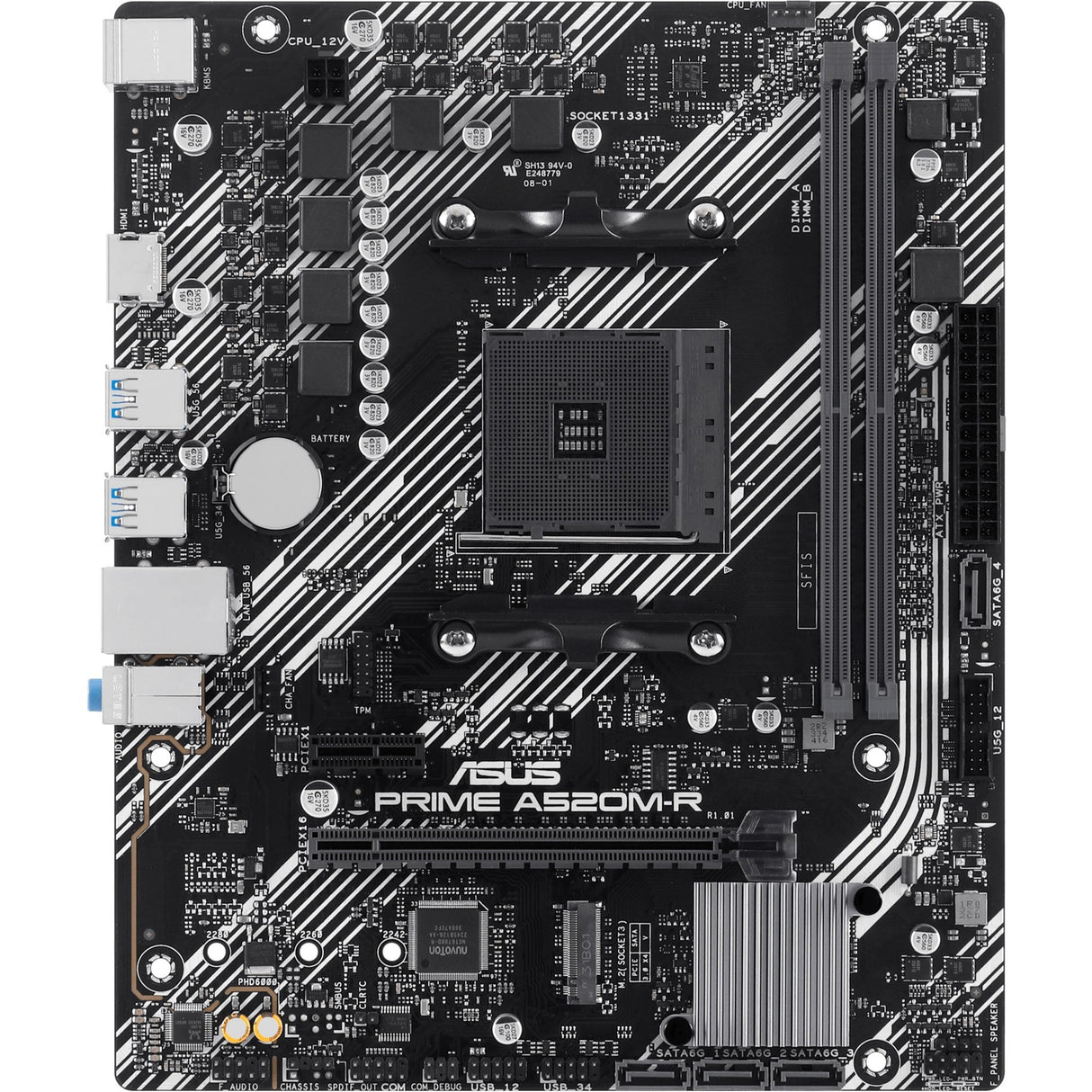 Asus Prime A520M-R Socket AM4 bundkort (RAID, GB-LAN, lyd, µATX)