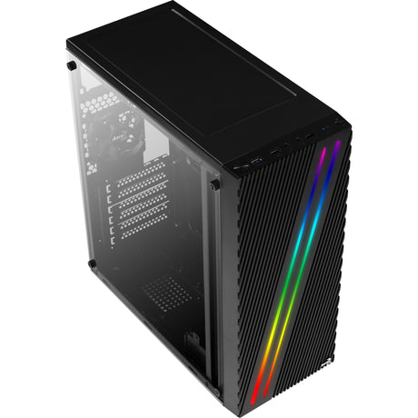 Aerocool streak midi tårnhus (sort | 3x USB-A | RGB | vindue)