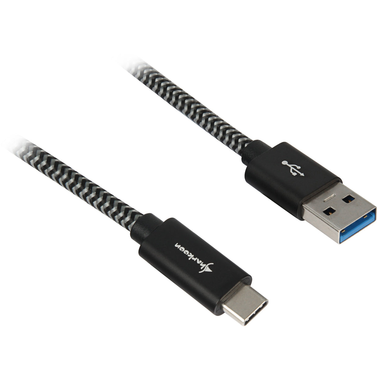 Sharkoon USB 3.2-kabel, USB-A > USB-C (sort grå, 1 meter)