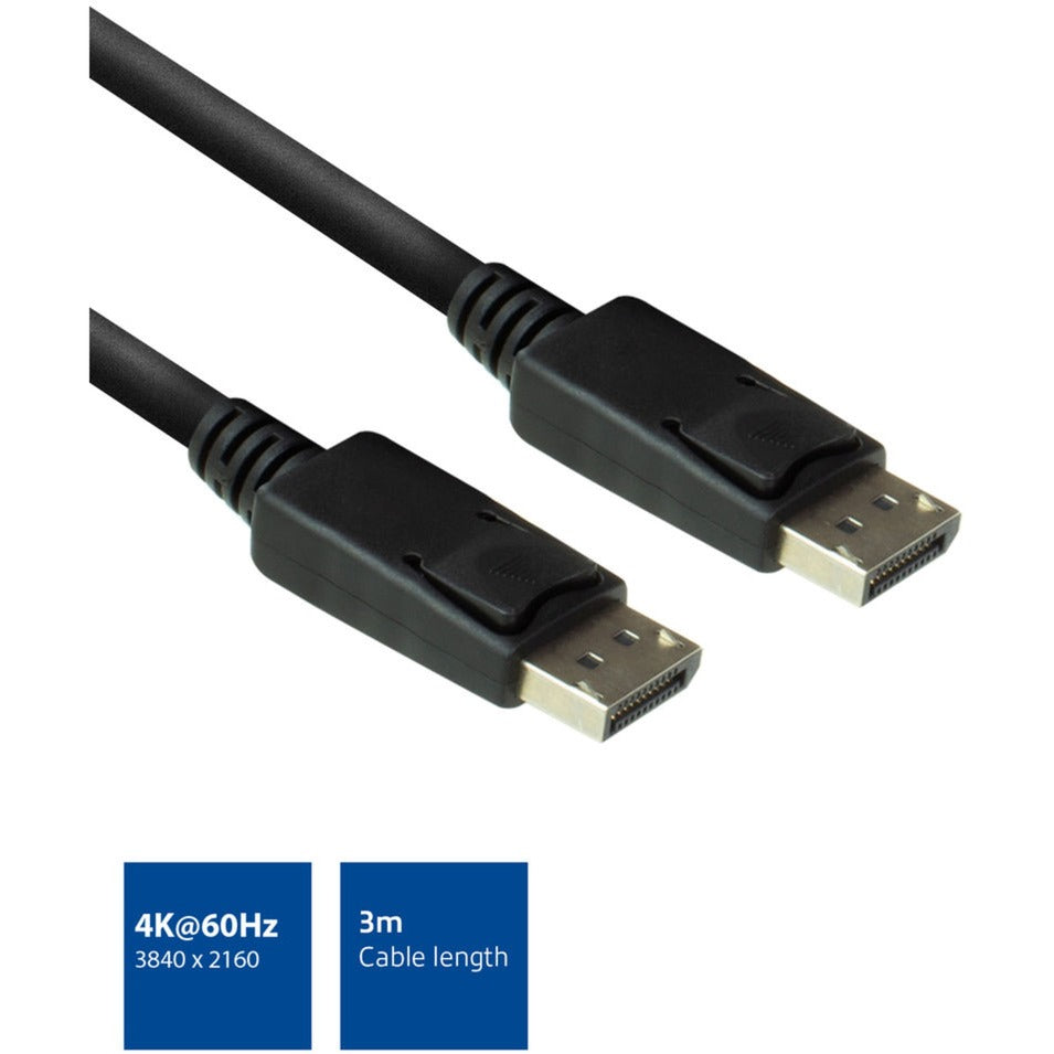 Act tilslutning 3 meter display port kabel han - han (sort)