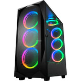 Sharkoon rev300 midi tårnhus (sort | 4x USB-A | 1x USB-C | RGB | hærdet glas)