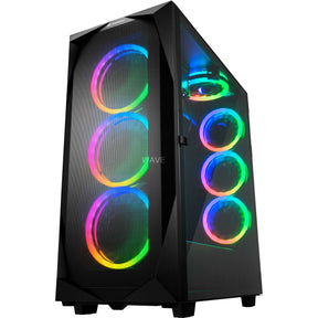 Sharkoon rev300 midi tårnhus (sort | 4x USB-A | 1x USB-C | RGB | hærdet glas)