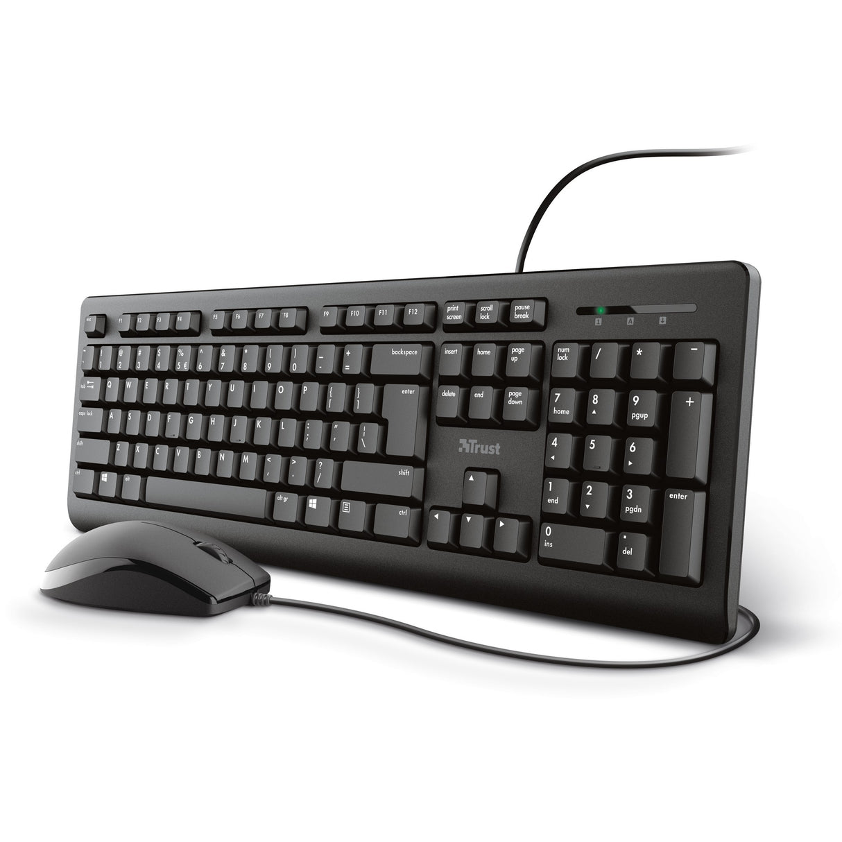 Trust primo tastatur mus sæt, desktop sæt (sort, amerikansk layout, membran)