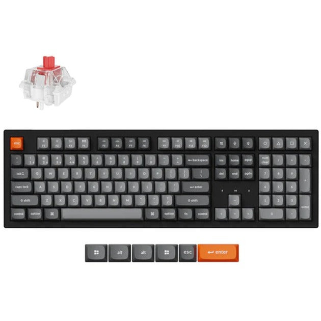 Keychron k10 max-h1 rgb mekanisk tastatur (sort, us-layout (qwerty), super rød, 100%, rgb lysdioder, osa double-shot pbt, hot swap, usb-c | 2.4 ghz | bluetooth 5.1)