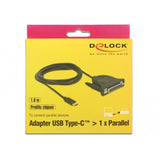 Delock USB-C 2.0 han > 1 x parallelt DB25 hunkabel (sort, 1,8 meter)