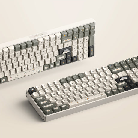Iqunix f97 hitchhiker trådløst mekanisk tastatur (grå, us-layout (qwerty), cherry mx brown, 96%, rgb-lysdioder, hot-swappable, pbt, 2,4ghz | bluetooth 5.1 | usb-c)