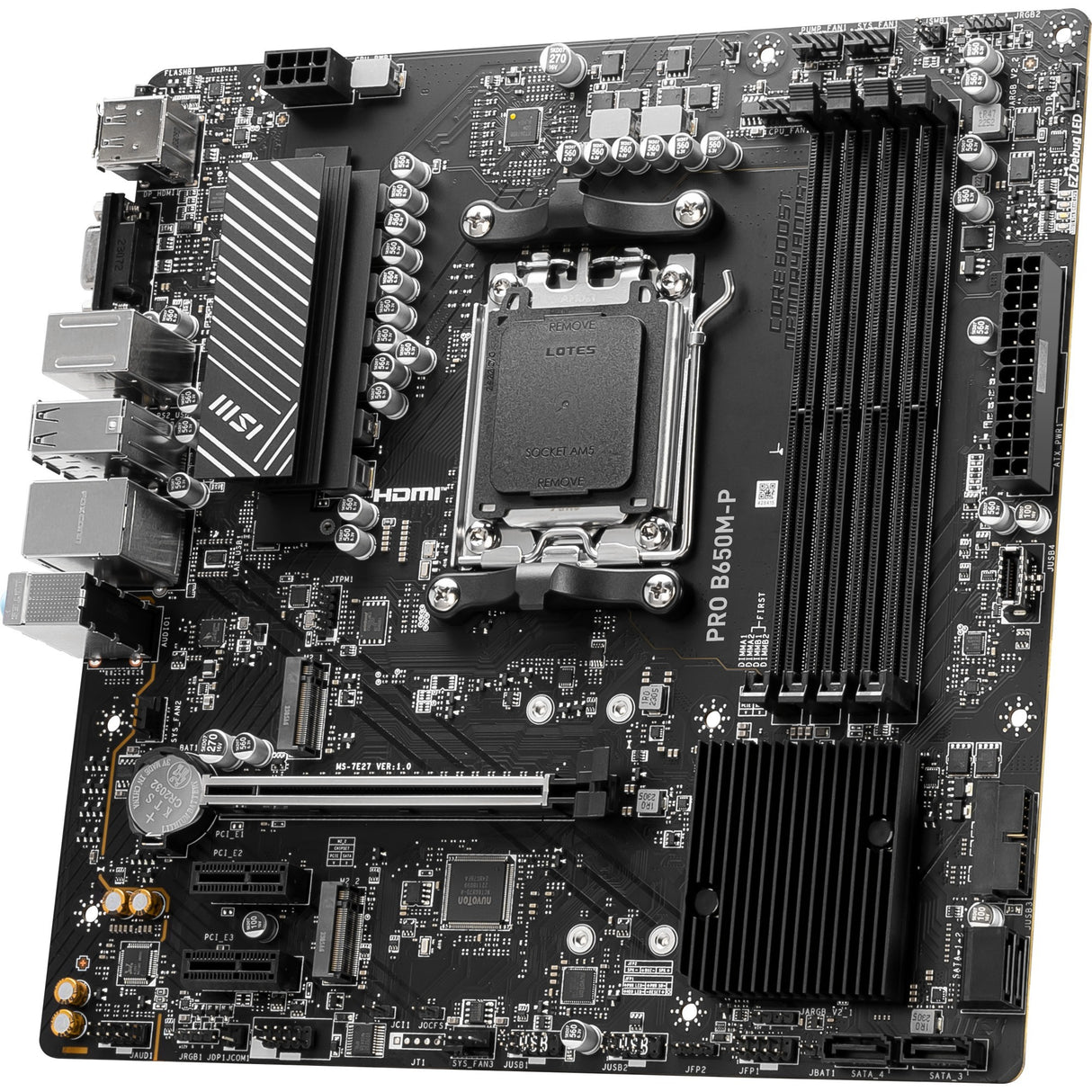MSI Pro B650M-P Socket AM5 bundkort (sort, RAID, 2,5 GB-LAN, lyd, µATX)