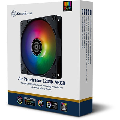 Silverstone air penetrator 120sk argb case ventilator (sort, 120 x 120 x 25 mm, pwm)