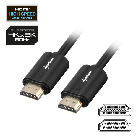 Sharkoon HDMI 2.0-kabel (sort, 10 meter, 4k)
