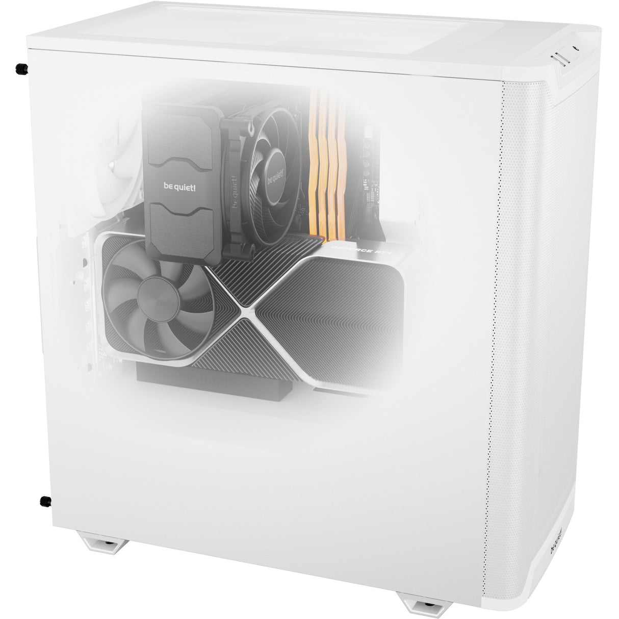 Vær stille! pure base 501 airflow midi tårnhus (hvid | 2x USB-A | 1x USB-C)